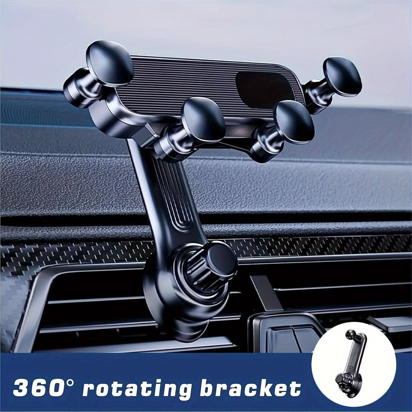 360° Rotatable Invisible Air Vent Mount Car Phone Holder- Retractable & Adjustable