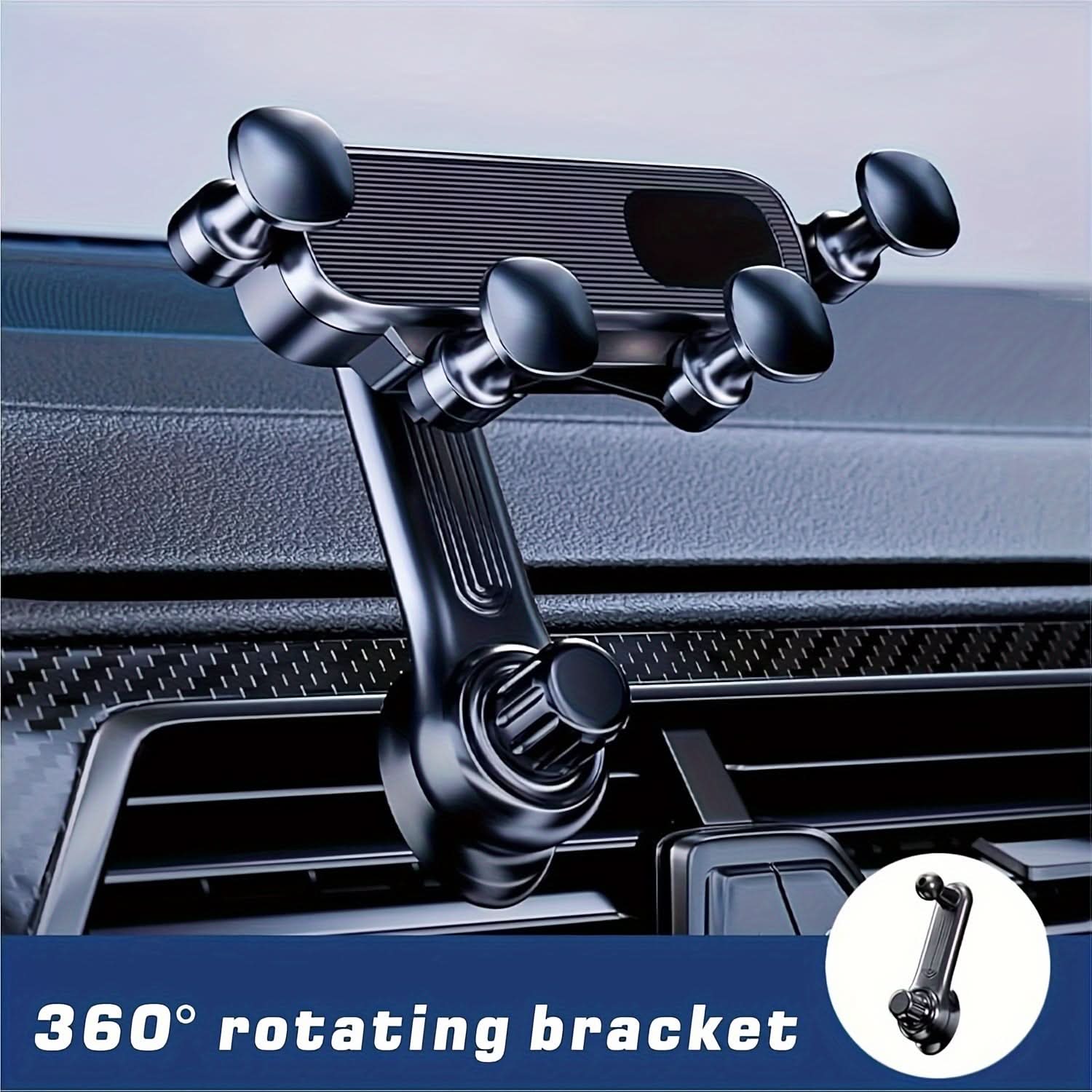 360° Rotatable Invisible Air Vent Mount Car Phone Holder- Retractable & Adjustable