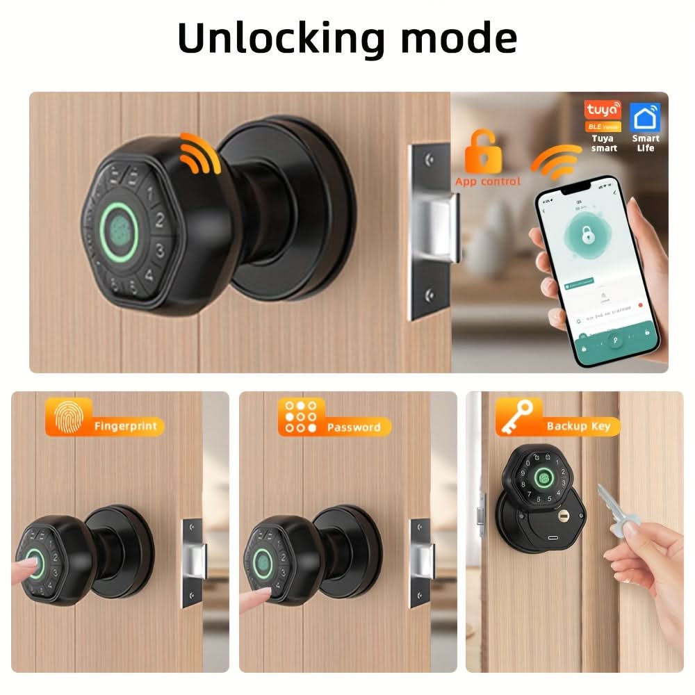 Smart Door Lock with Key, App, Password Access