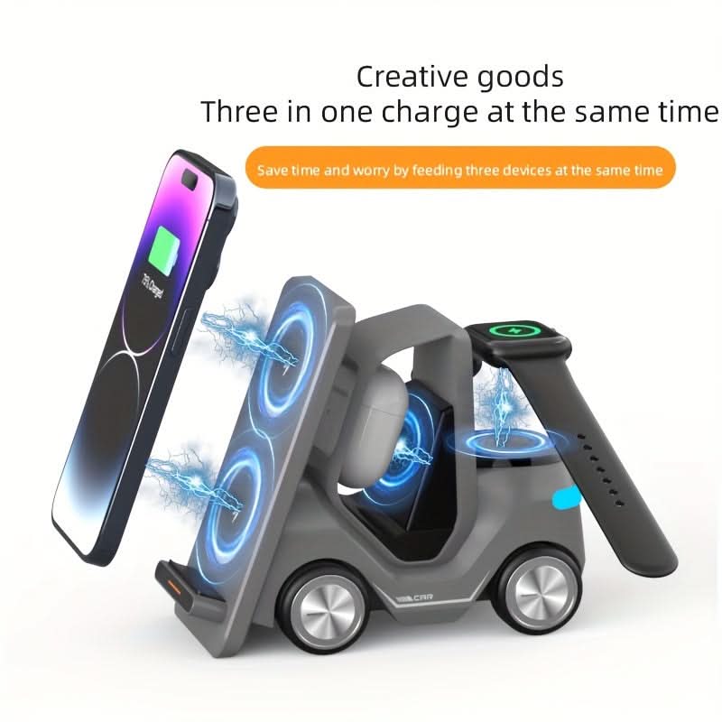 3-in-1 Wireless Charging Station - Fast Dual Coil Charger for iPhone