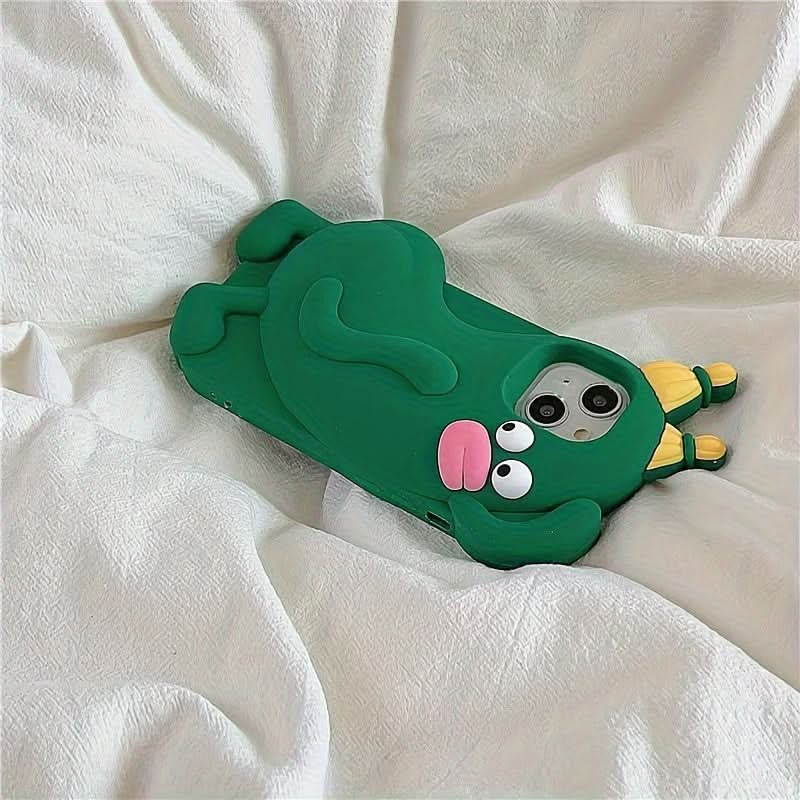 Cartoon Cucumber Silicone Case for iPhone