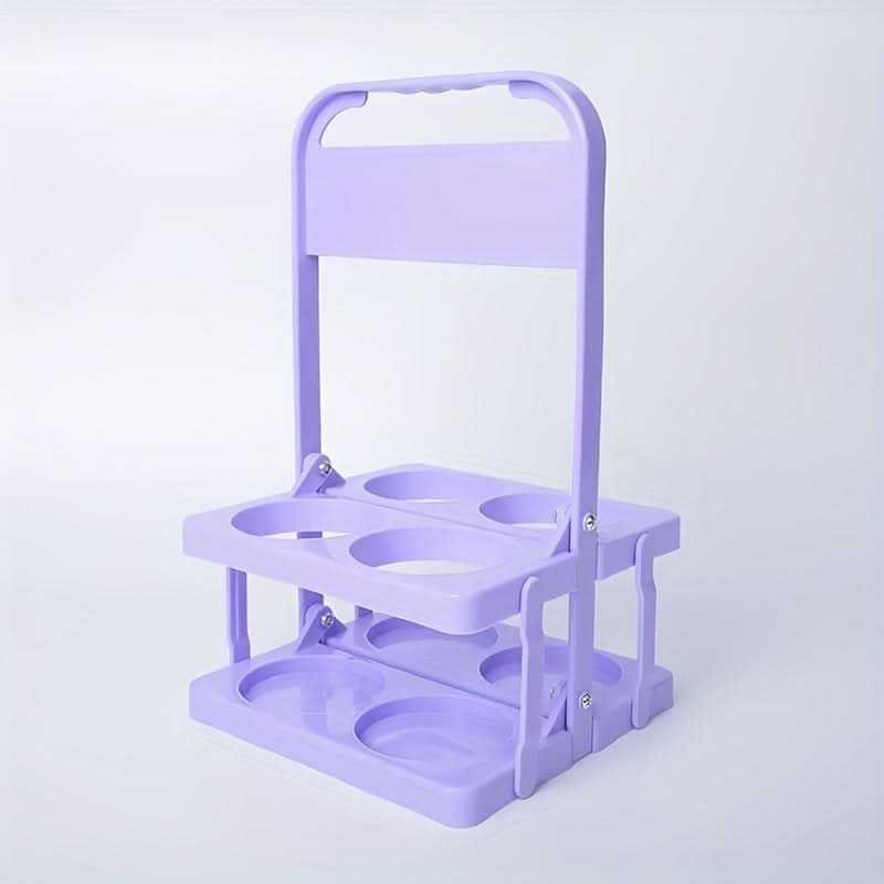 4-Slot Folding Cup Holder Caddy – Portable Plastic Beverage Stand for Bottles