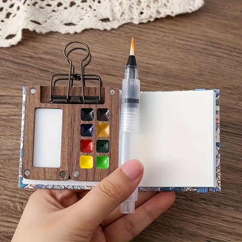 Handcrafted Mini Paint Box with 8 Compartments – Walnut Wood Design for Nail Art