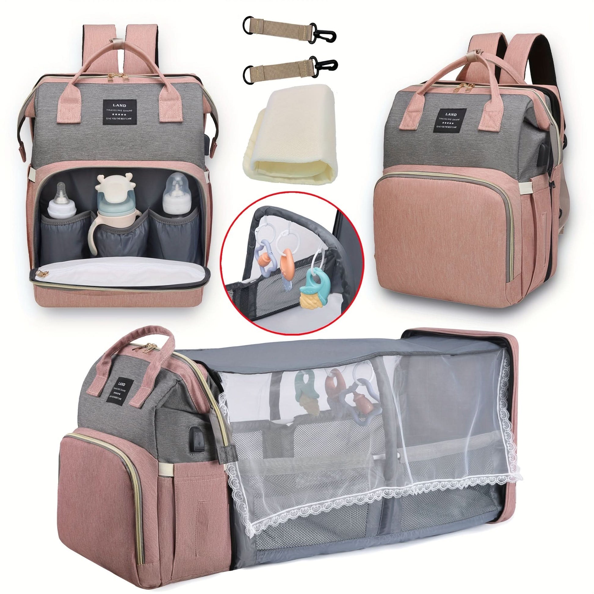 Waterproof Diaper Backpack with Changing Station