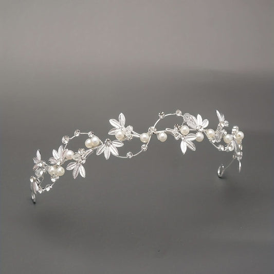 Elegant Rhinestone Pearl Bridal Tiara Crown