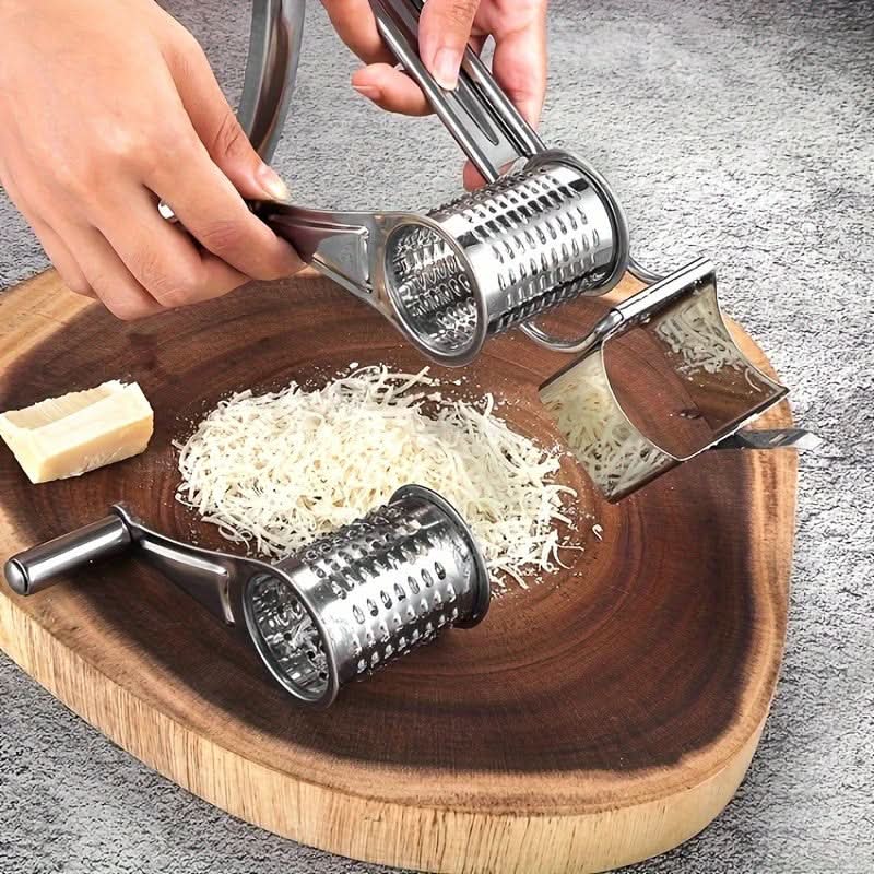 Stainless Steel Rotary Cheese Grater – Manual Parmesan Shredder for Mozzarella
