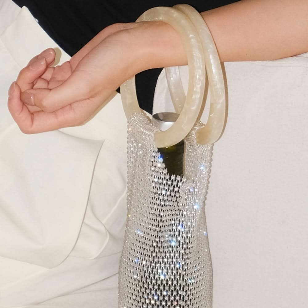 Handwoven Glitter Mesh Wristlet Evening Bag