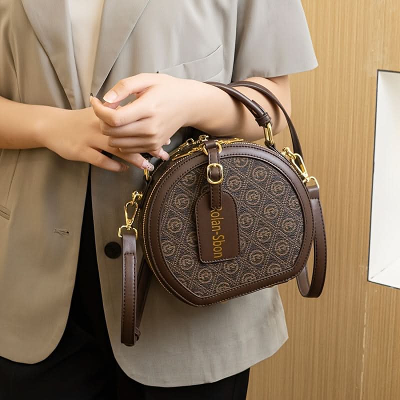 Chic Round Geometric Print Crossbody Satchel