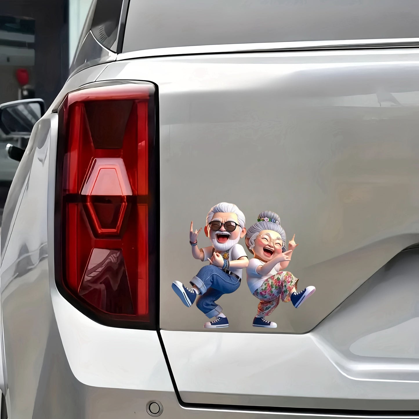 Dancing Senior Couple Car Waterproof Sticker for Bumper, Wall, Laptop & More