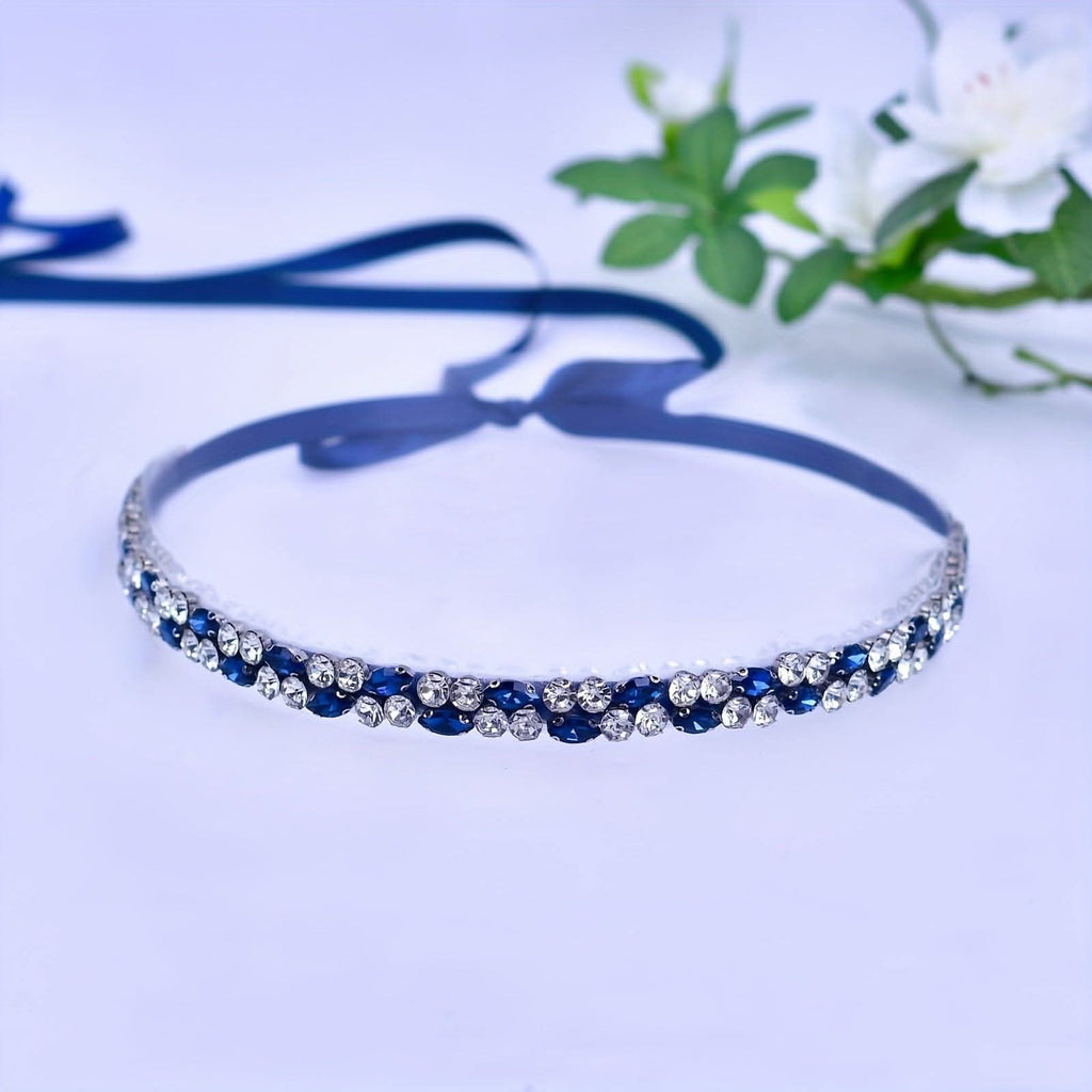 Women's Rhinestone Belt – Elegant Blue Thin Waist Accessory