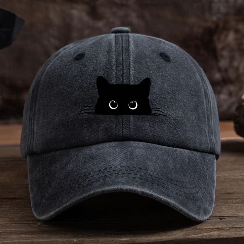 Men’s Vintage Black Cat Baseball Cap – Adjustable Dad Hat with Curved Brim