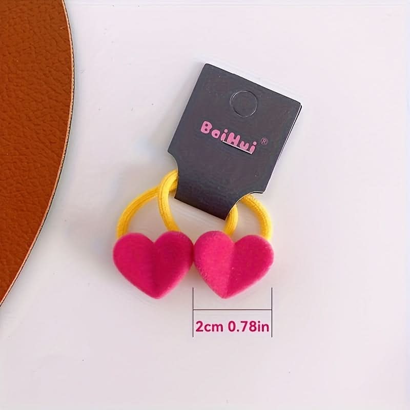 10PCS Heart Velvet Hair Ties for Girls
