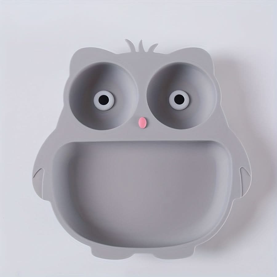 Silicone Owl-Shaped Baby Feeding Plate with Suction Cup