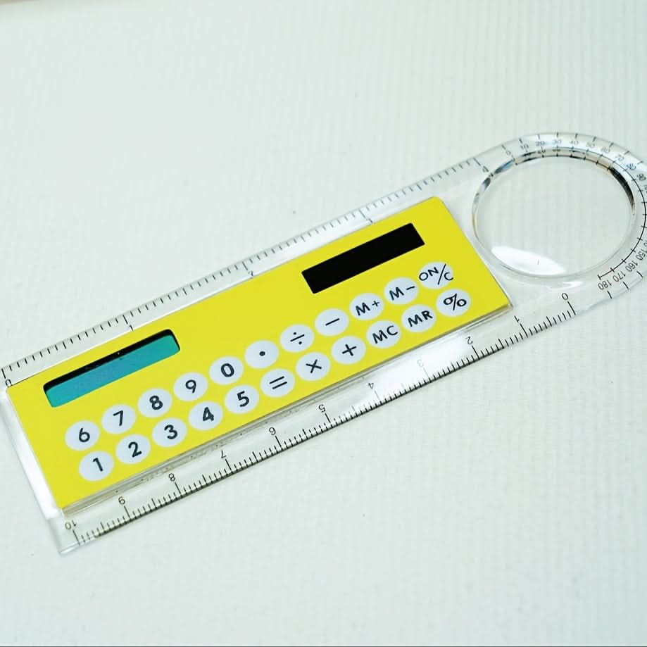 Mini 4-In-1 Solar-Powered Calculator with Ruler - LED Display