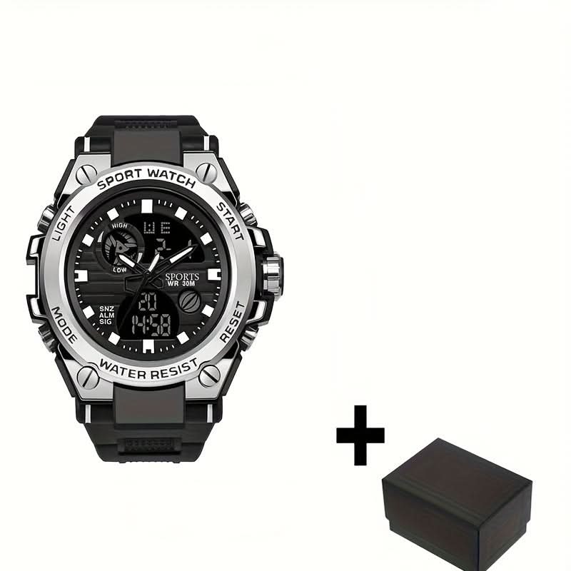 Men's Multifunctional Sports Watch - Water-Resistant Dual Display