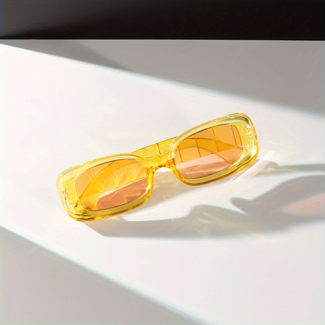Cyberpunk Yellow Tinted Square Glasses for Women - Anime Alloy Eyewear
