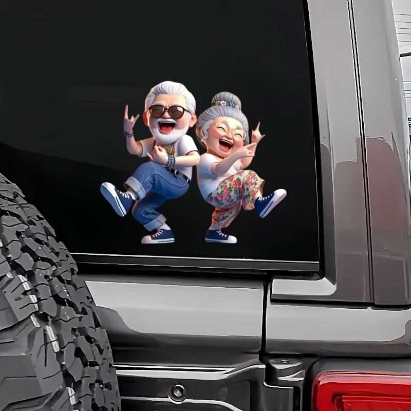 Dancing Senior Couple Car Waterproof Sticker for Bumper, Wall, Laptop & More