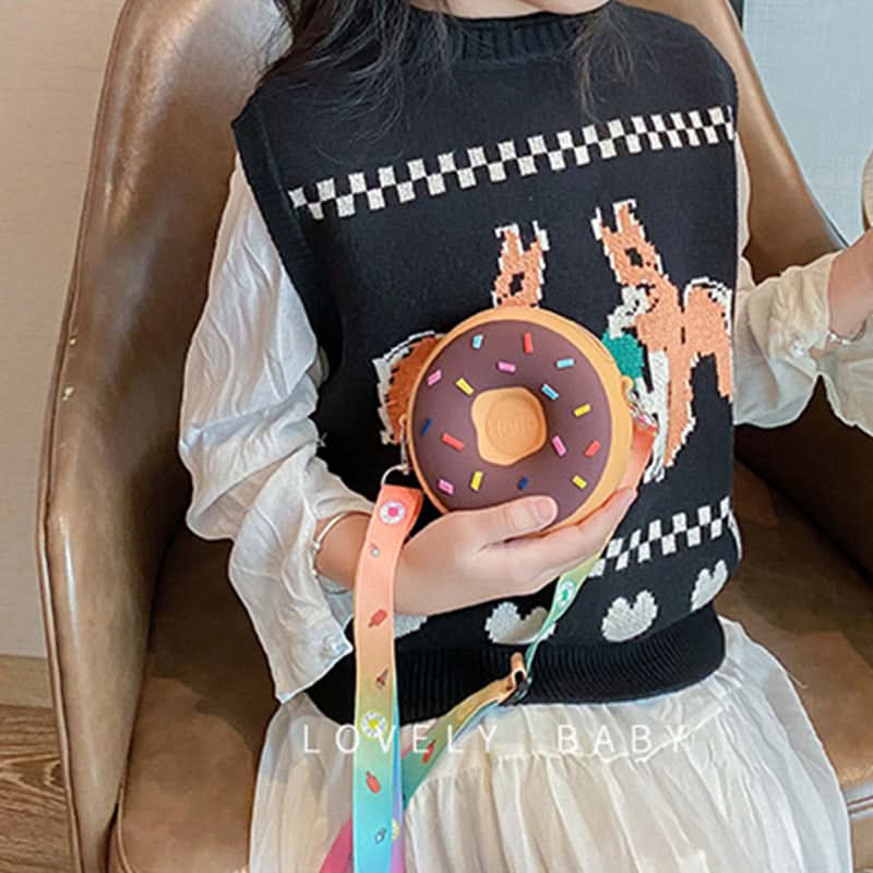 Donut-Shaped Girls' Coin Purse Shoulder Bag