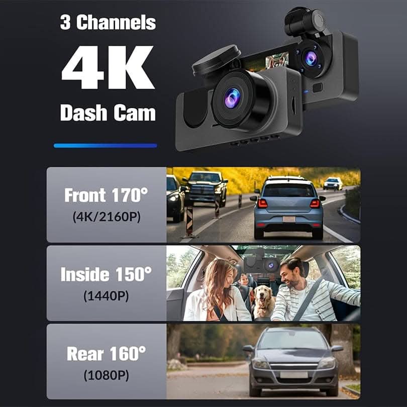 1080P  UHD Dash Cam with Front & Rear Coverage, Night Vision