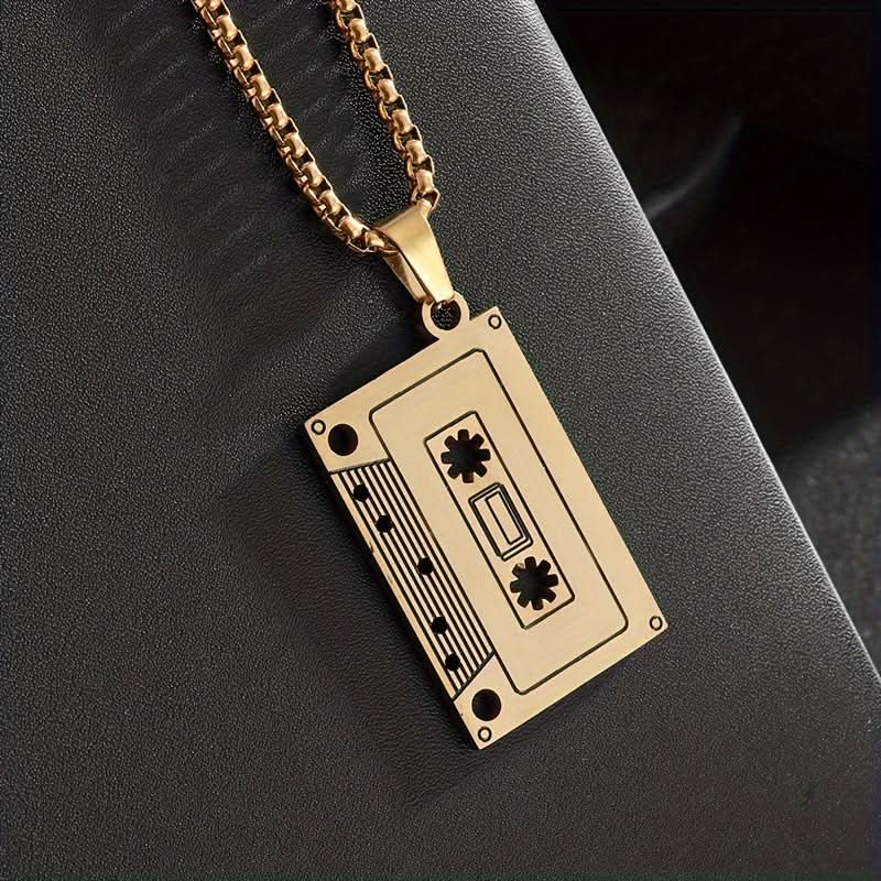 Retro Cassette Tape Pendant Necklace Set