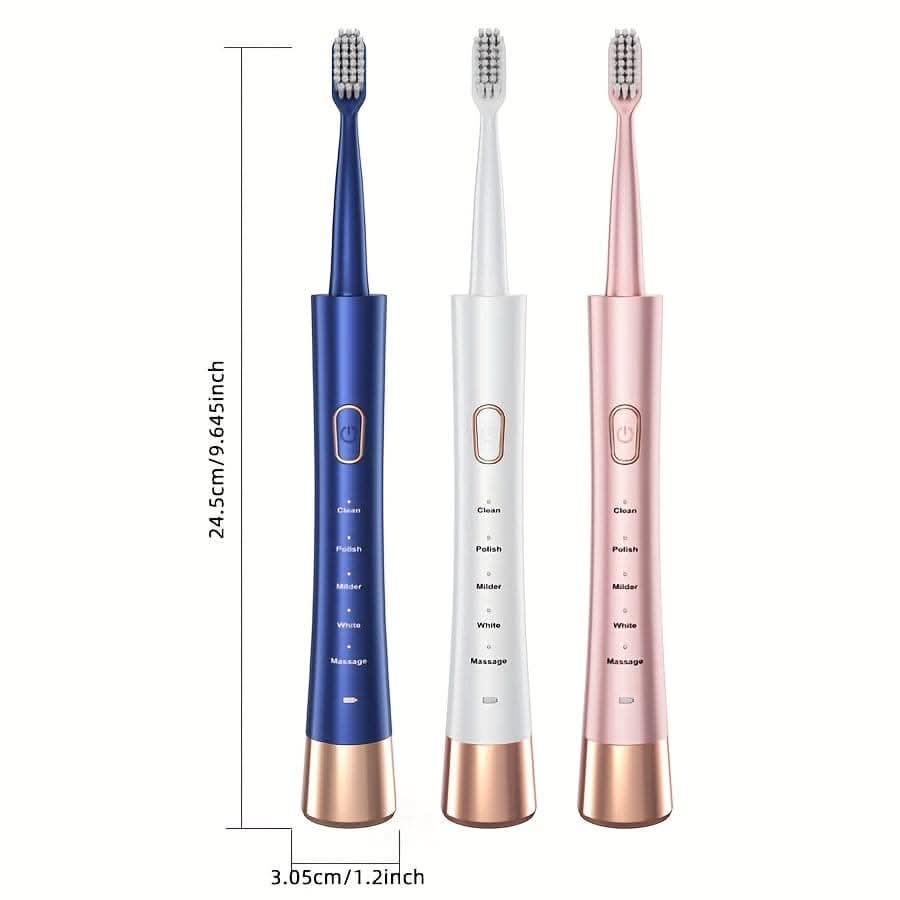 Ultrasonic Electric Toothbrush Kit – Rechargeable USB, 5 Modes, Waterproof
