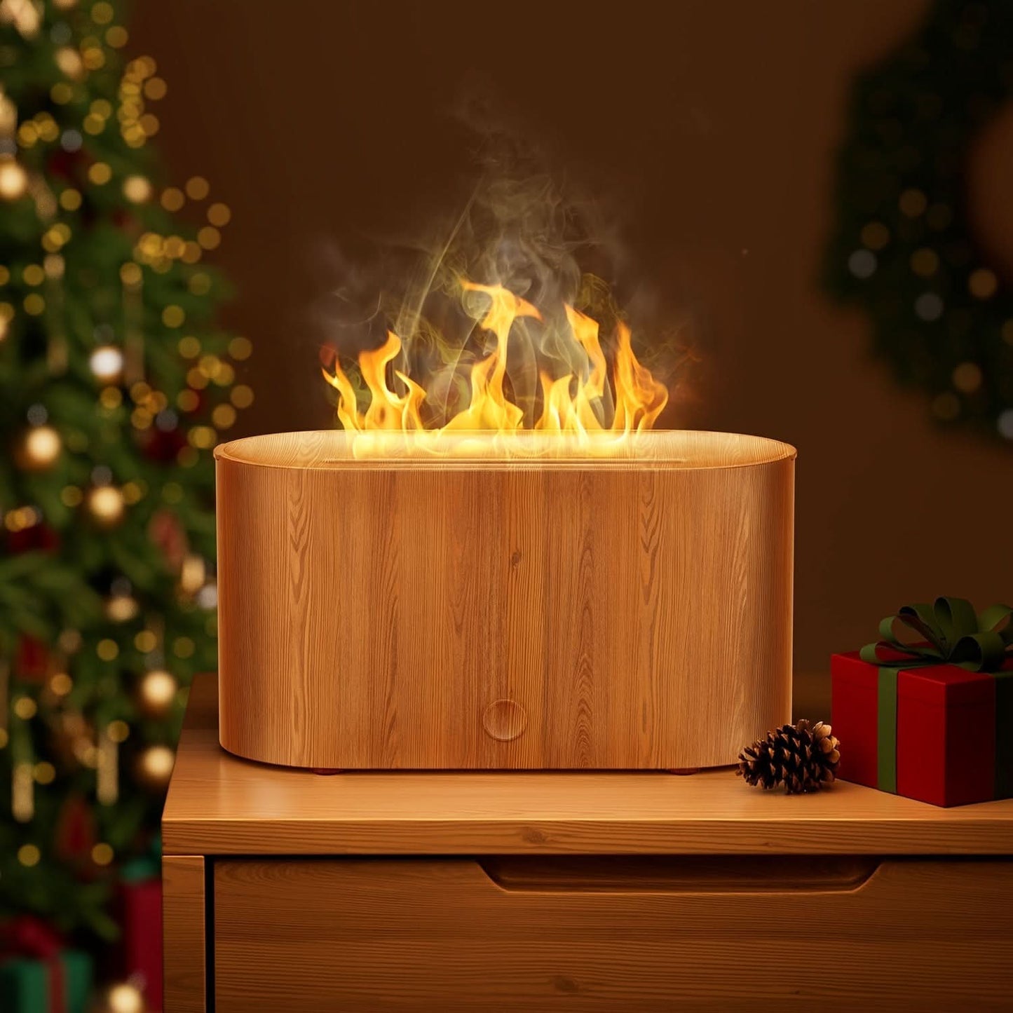 7-Color Flame Simulated Humidifier with Aromatherapy