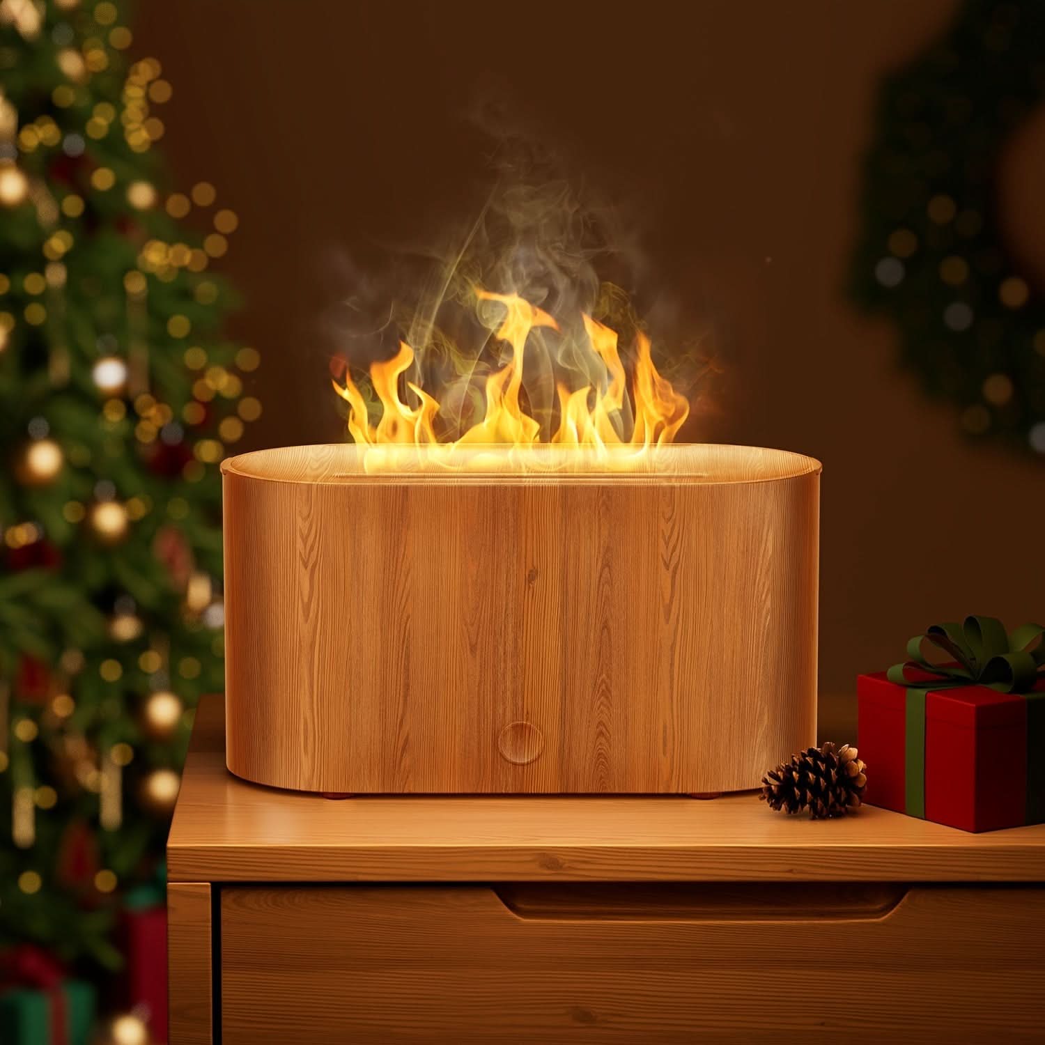 7-Color Flame Simulated Humidifier with Aromatherapy