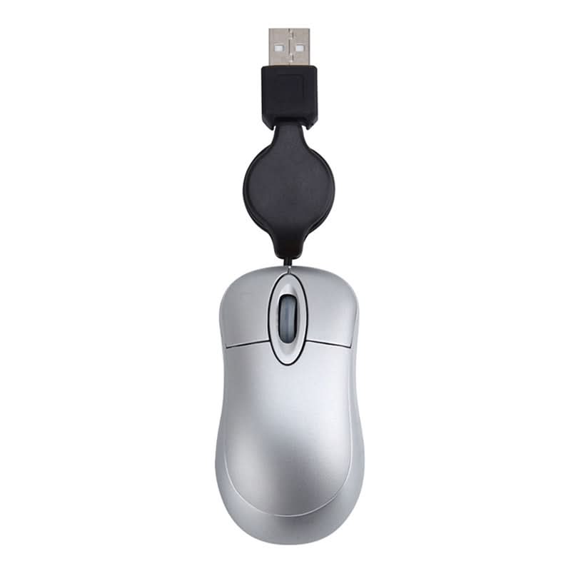 Compact USB Wired Optical Mouse – Retractable Cable