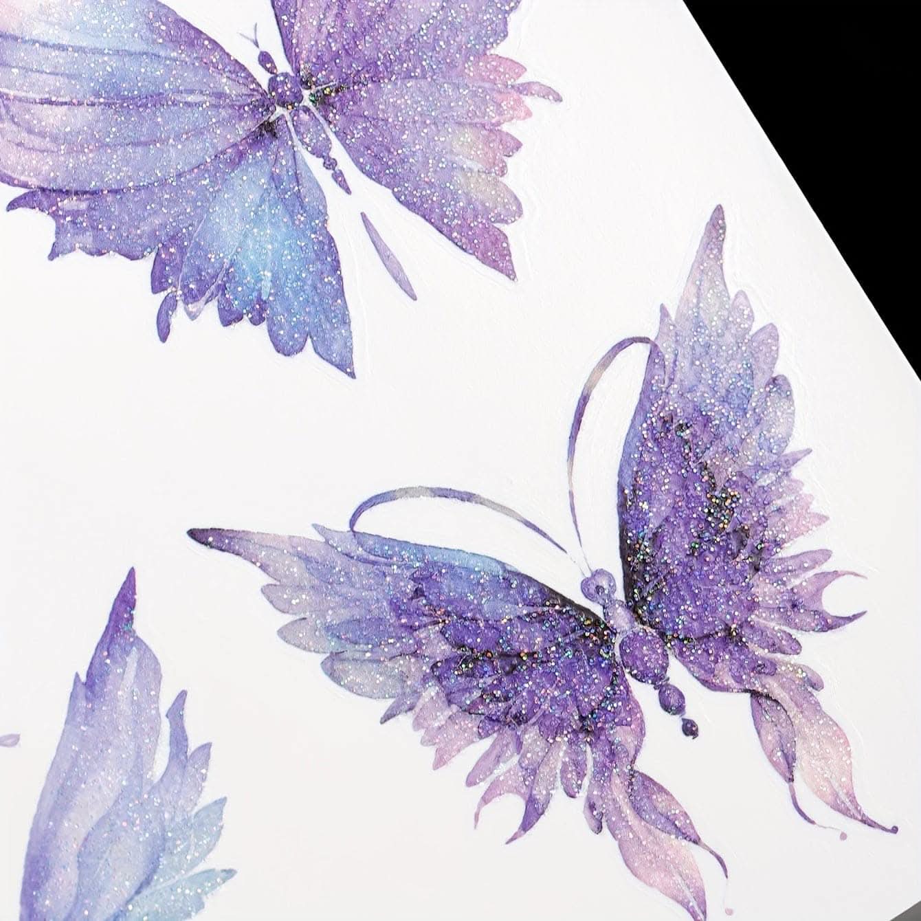 3pc Purple Butterfly Glitter Tattoo Stickers –  3D Diamond Face Decoration Set