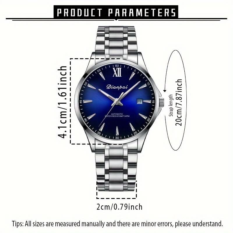Men's Automatic Mechanical Watch, Stainless Steel, Luminous Hands