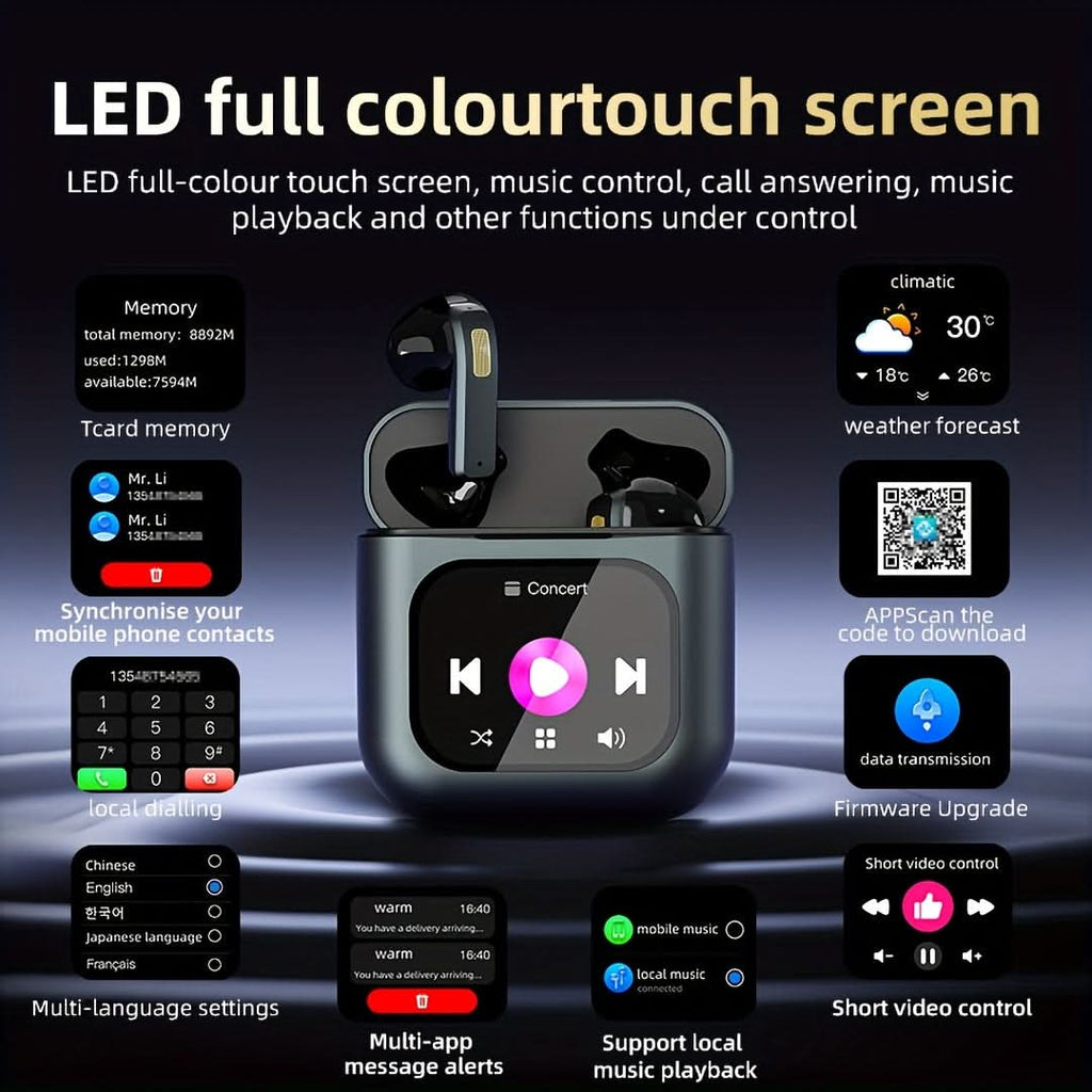 True Wireless Earbuds with Smart Touch Screen