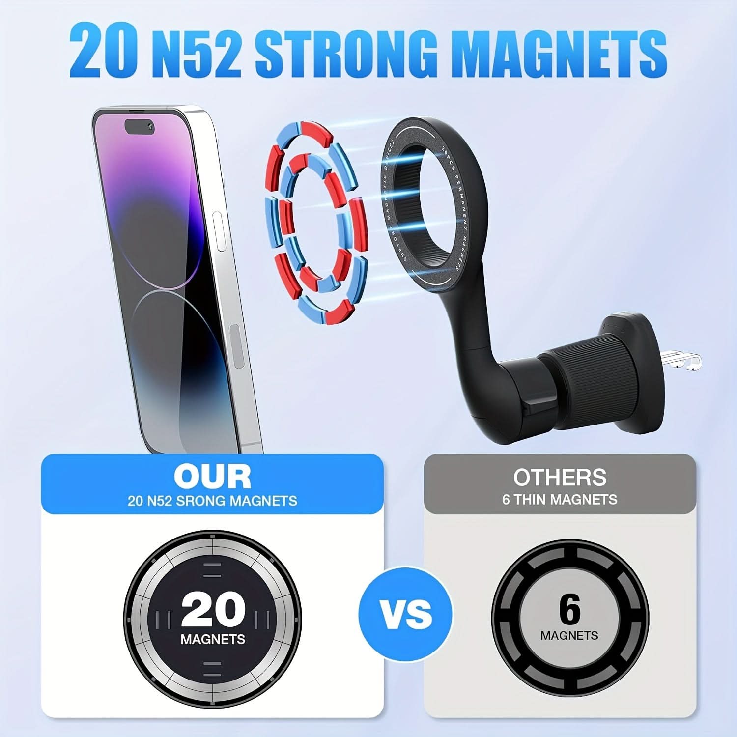360° Rotatable Magnetic Car Phone Holder – Adjustable Air Vent Mount
