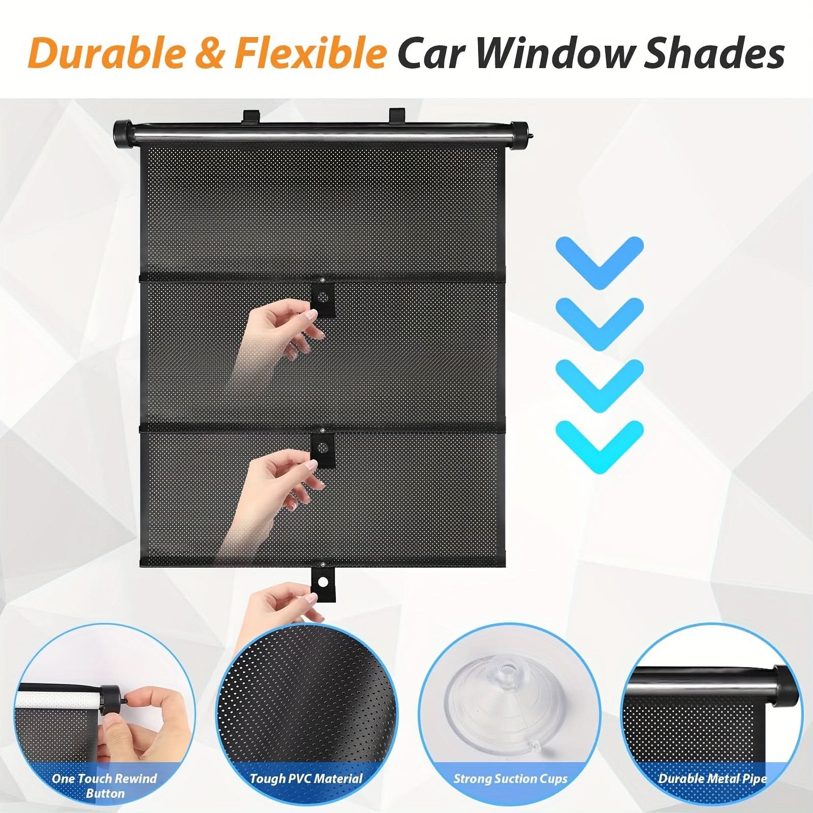 Car Sun Shades – Retractable PVC Roller Visors, UV & Heat Protection