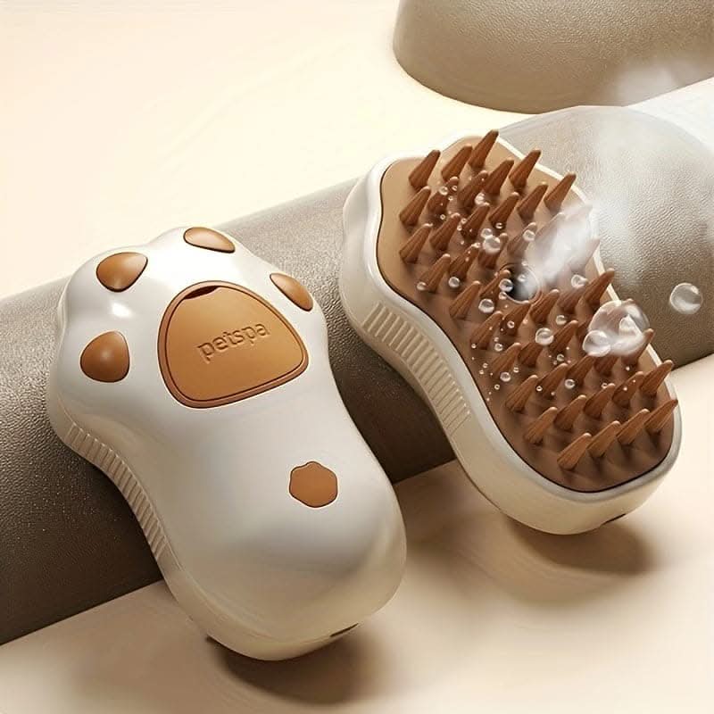 3-in-1 Electric Steam Brush - Ultimate Grooming Tool - Stylish Paw Design