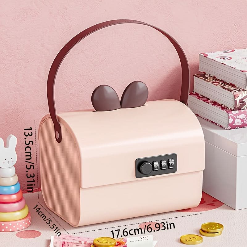 1 pc Pink Piggy Bank with Handle & Combination Lock for Kids