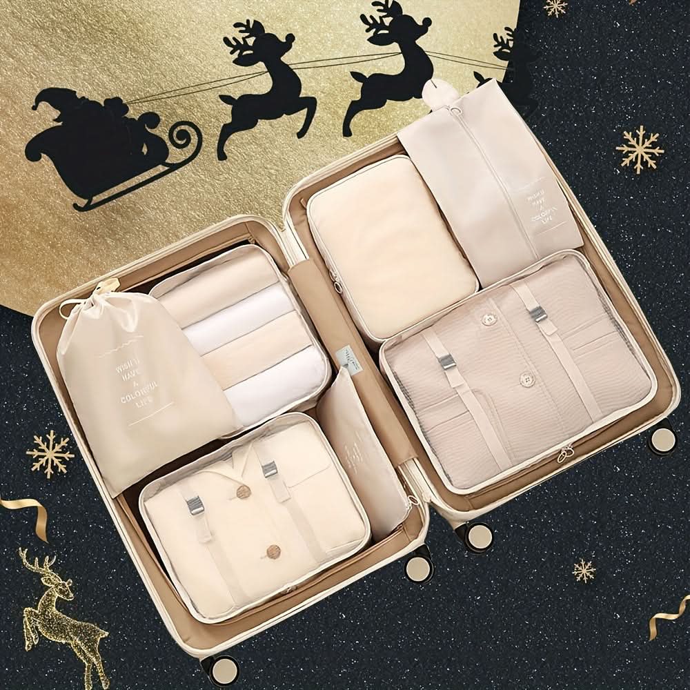 7-Piece Large Capacity Travel Organizer Set - Nylon Packing Cubes