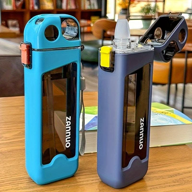 12oz Leakproof Square Water Bottle with Straw