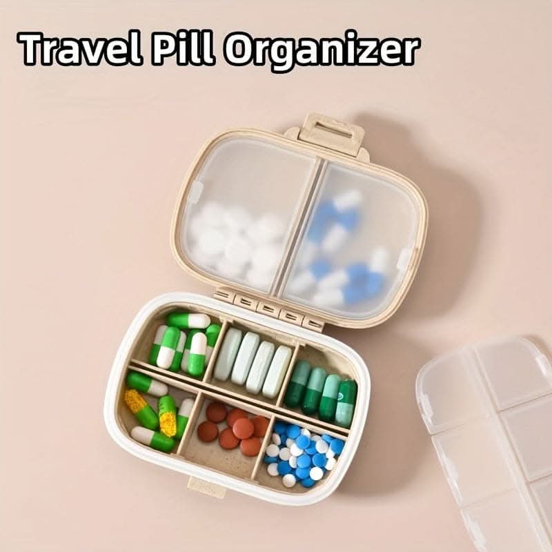 8-Grid Travel Pill Organizer – Airtight & Portable