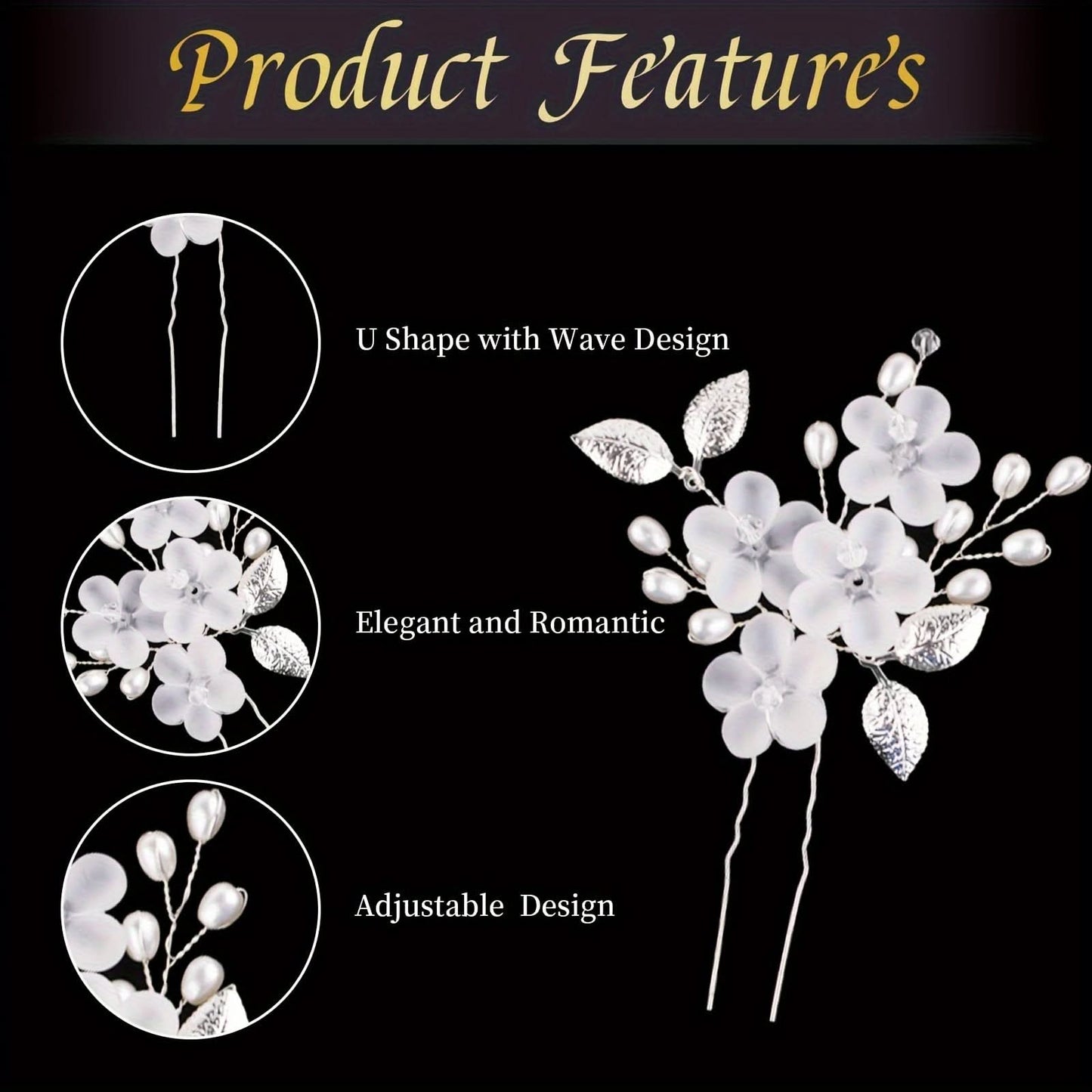 15pcs Wedding Pearl Flower Hair Clips Set