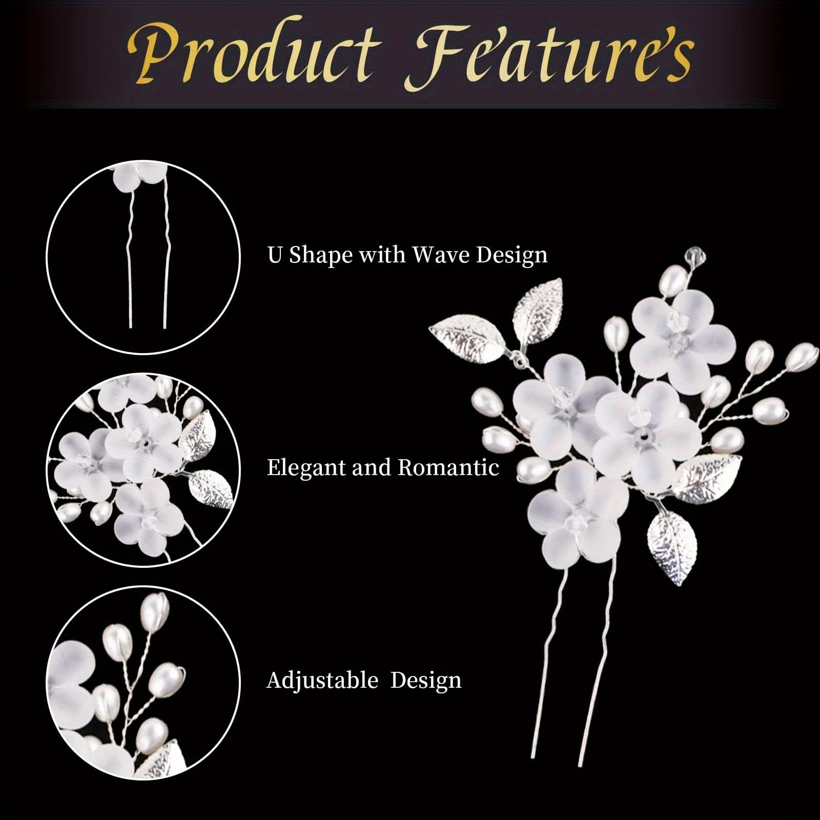 15pcs Wedding Pearl Flower Hair Clips Set