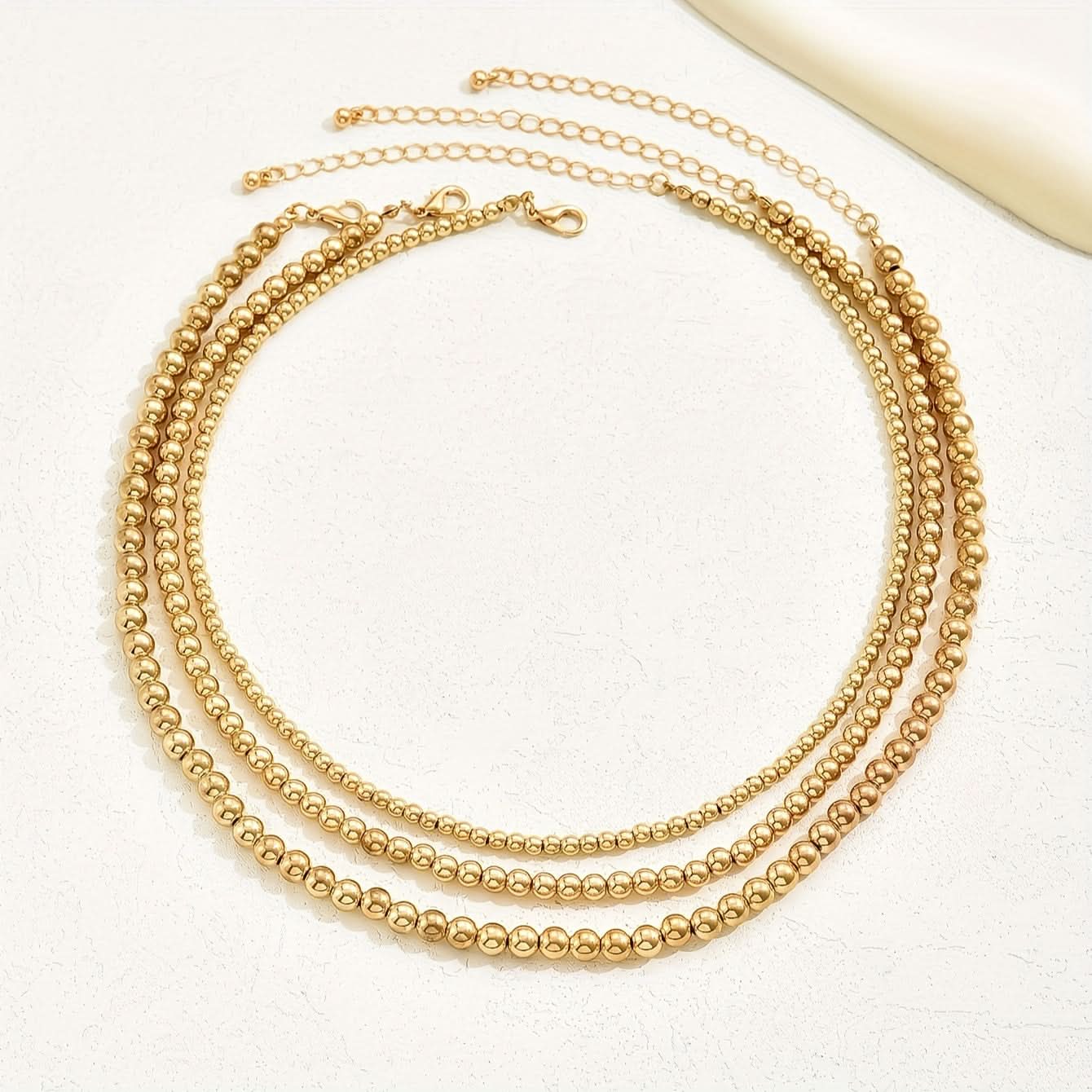 3pcs. Bohemian Glamour Golden CCB Beaded Necklace Set for Women