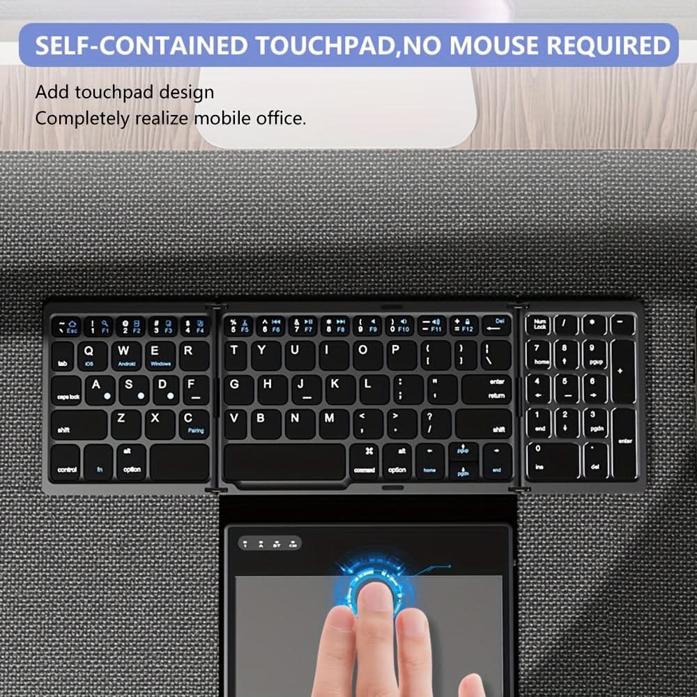 Foldable Wireless Keyboard with Touchpad - Rechargeable Bluetooth Keyboard