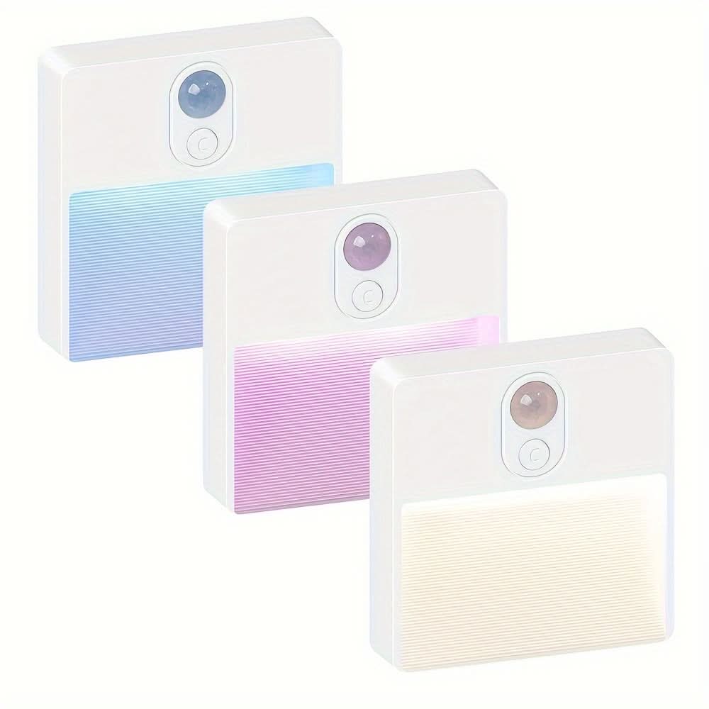 RGB Motion Sensor Night Light - USB Rechargeable LED Wall Lamp