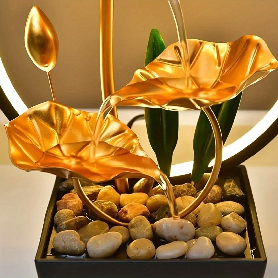 Mini USB Powered Tabletop Fountain - Natural Rocks, LED Lights & Soothing Sounds