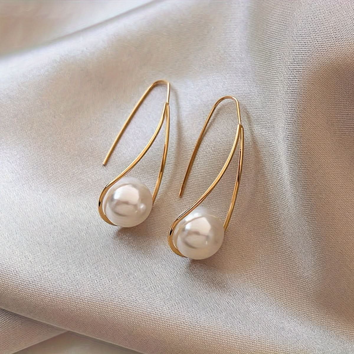 Vintage Copper Pearl Stud Earrings - with Imitation Pearl