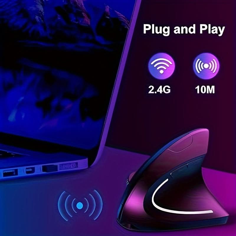 Wireless Ergonomic Vertical Mouse, 6-Button, Right-Handed