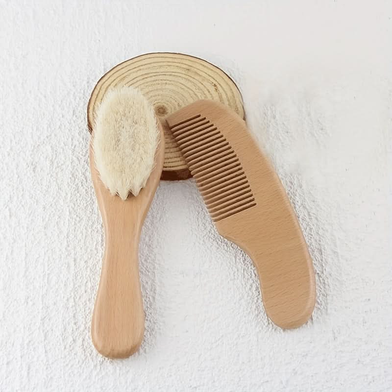 Soft Wooden Baby Hair Brush and Comb Set