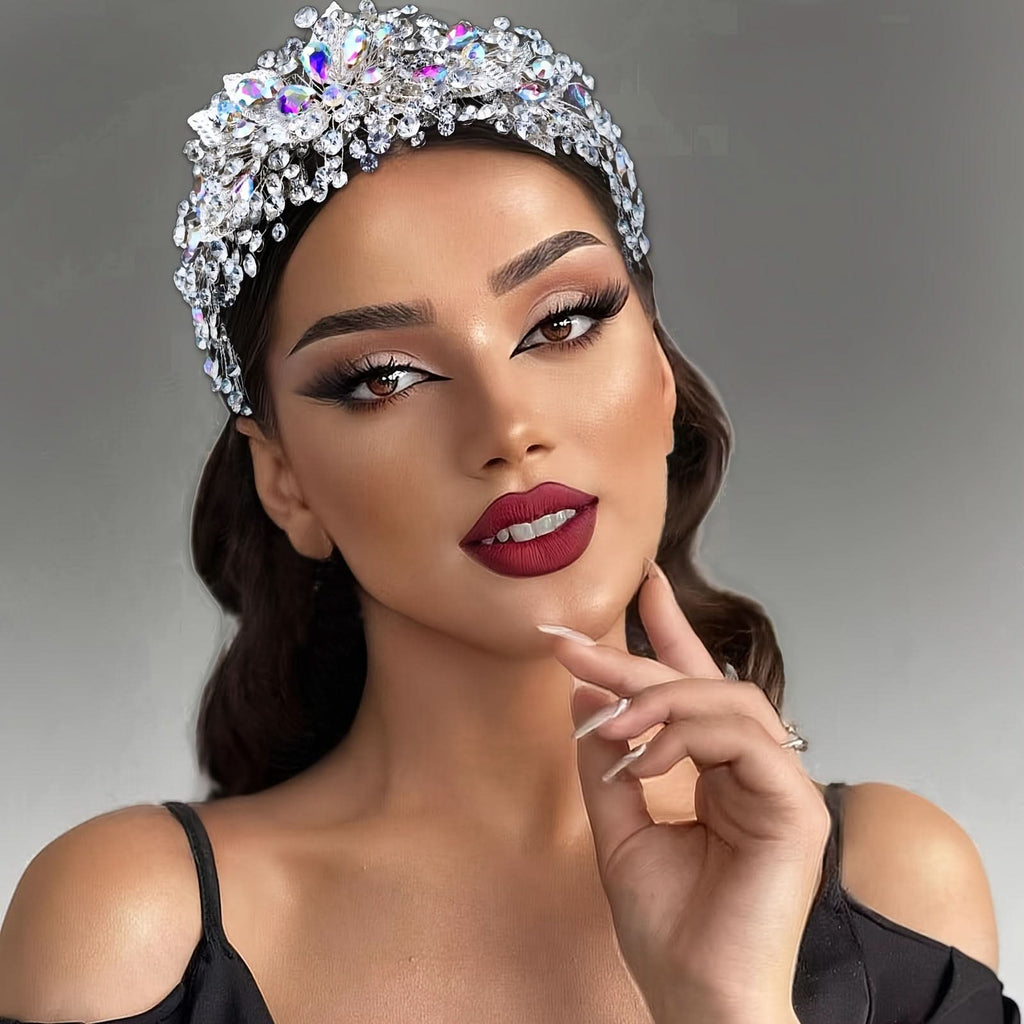 Vintage Rhinestone Wide Brimmed Headband for Women