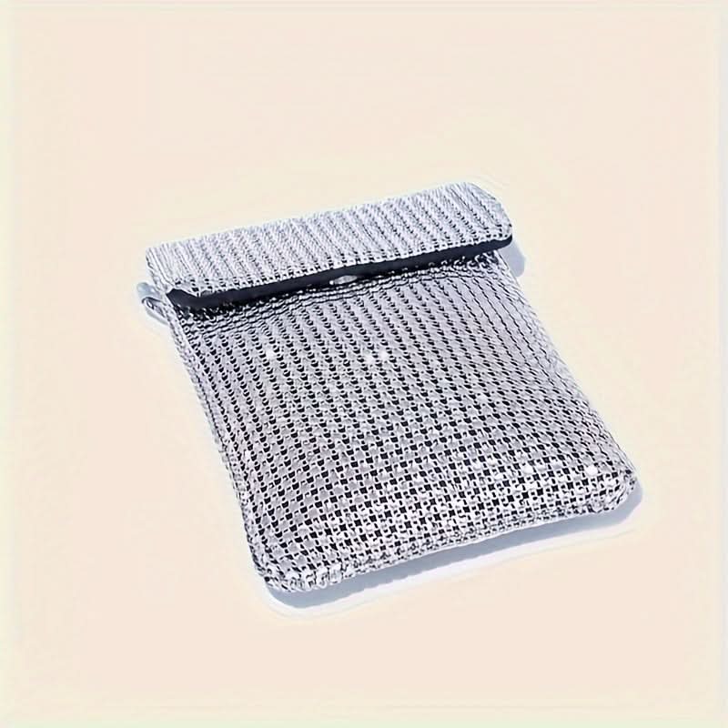 Silver Rhinestone Crossbody Clutch with Chain Strap