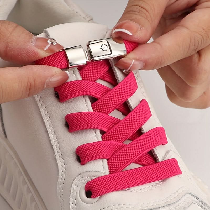 No-Tie Shoelaces with Adjustable Buckles – Easy-On Fit For Sneakers & Sports Shoes